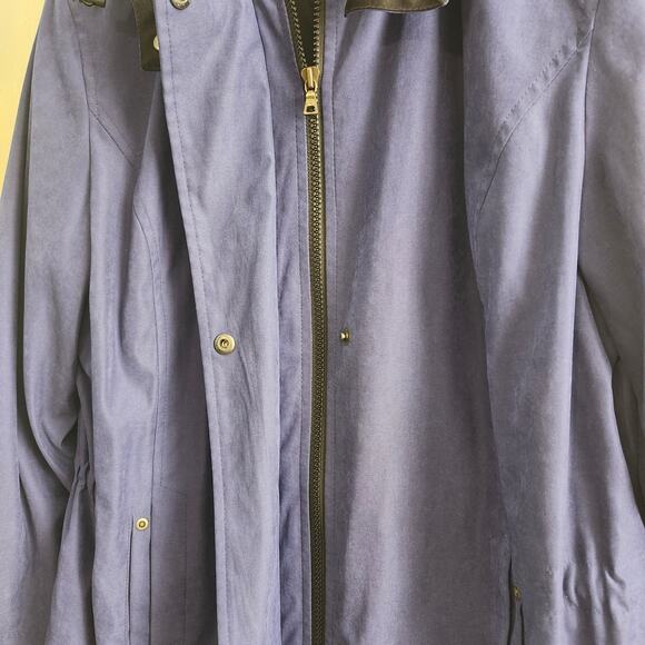 FSL Collection Women's Zip Up Detachable Hood Pockets Blue Lined Jacket Medium - Picture 4 of 16